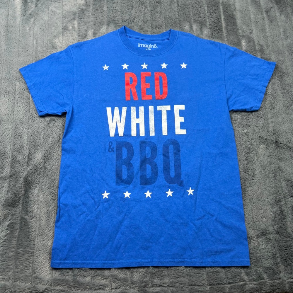 Imagin8 Mens Red White & BBQ Graphic T-Shirt Blue Size M 98450-2019-03